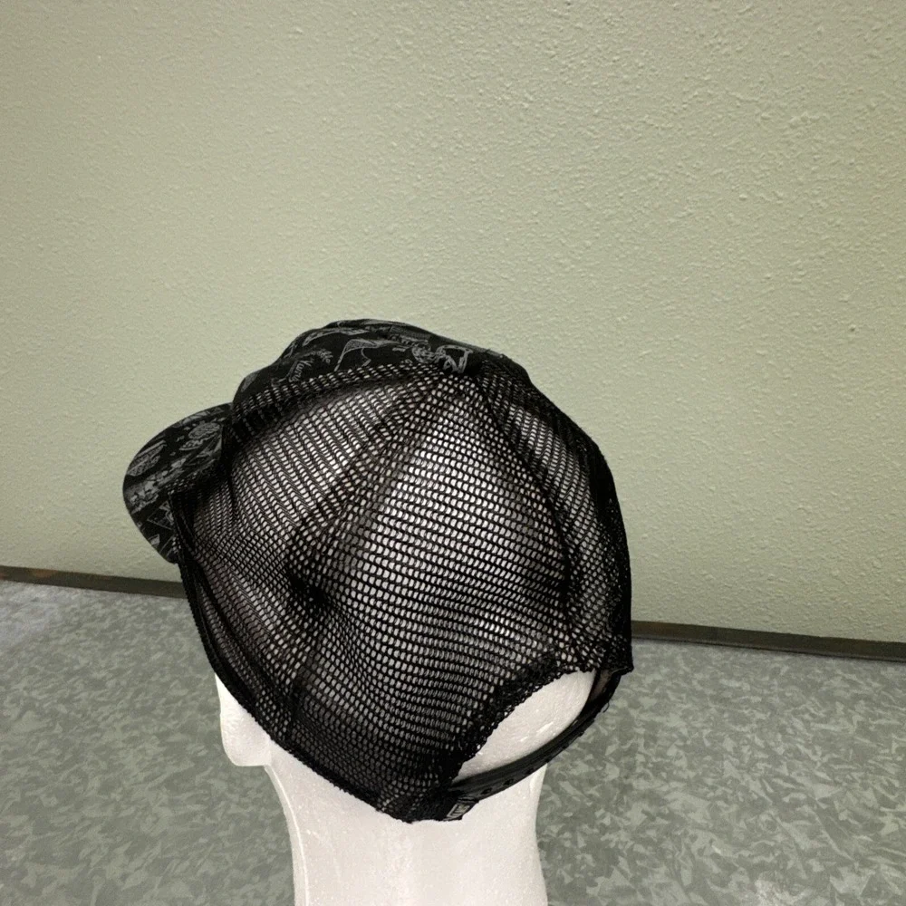 Vans‎ Snapback Trucker Hat All Over Print Mesh Waffle Soles Rare Black Retro
